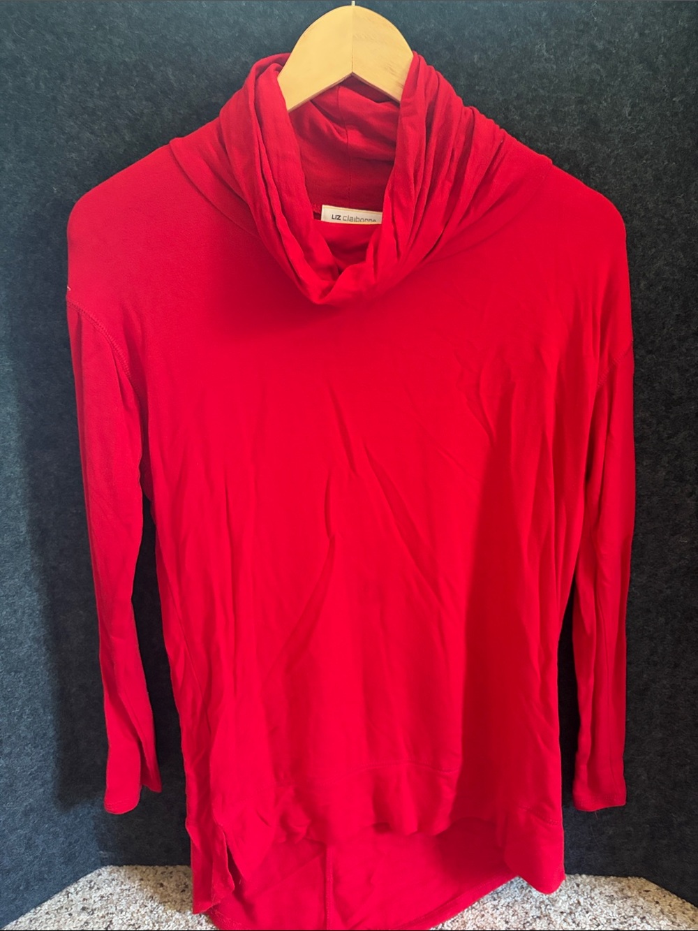 Liz Claiborne Bright Red Cowl Neck Tunic